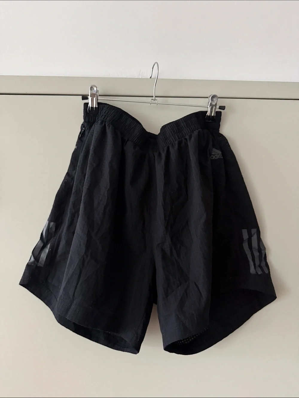 adidas Black Men’s Athletic Training Shorts with Side Stripe